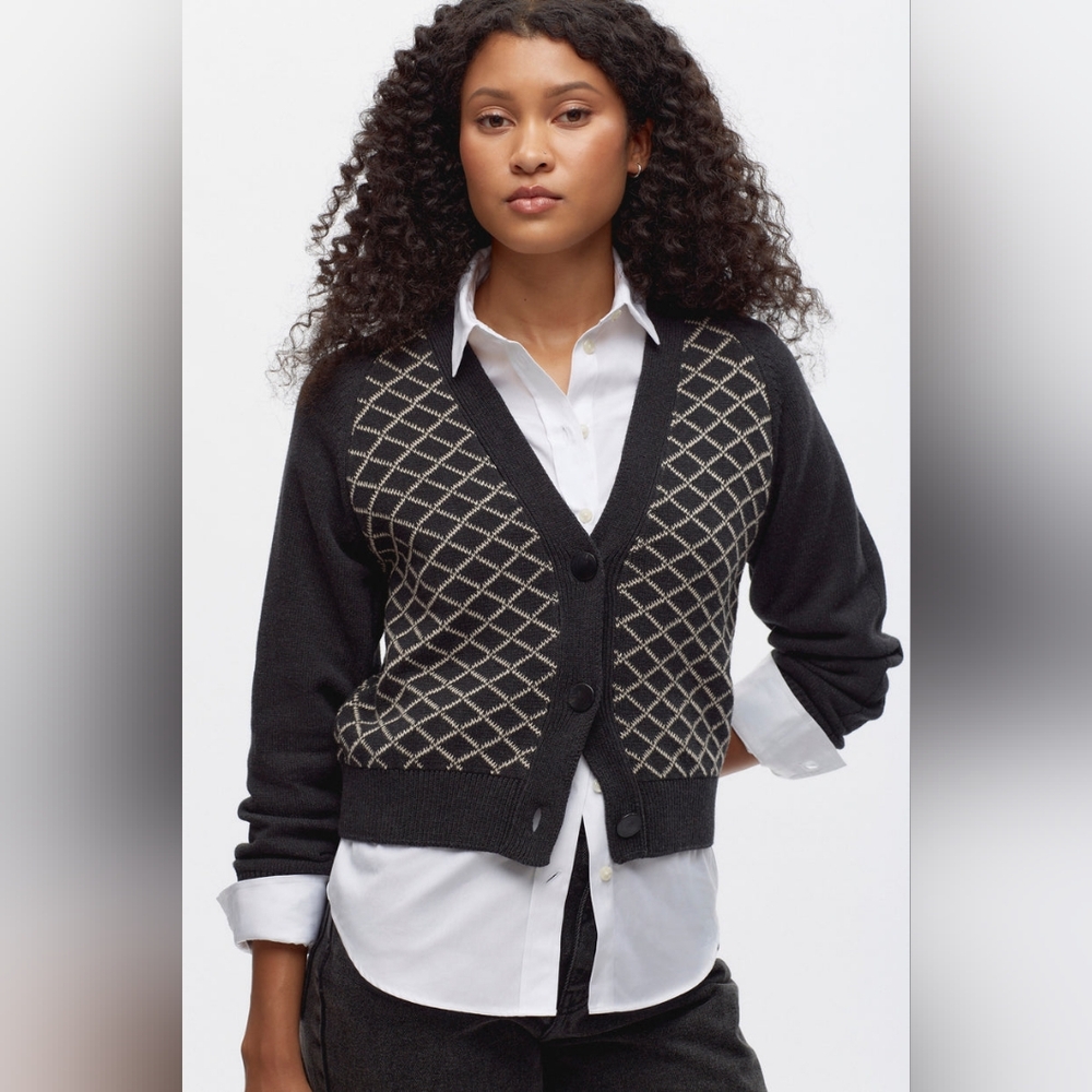 KOTN Black and Cream Women's Cardigan